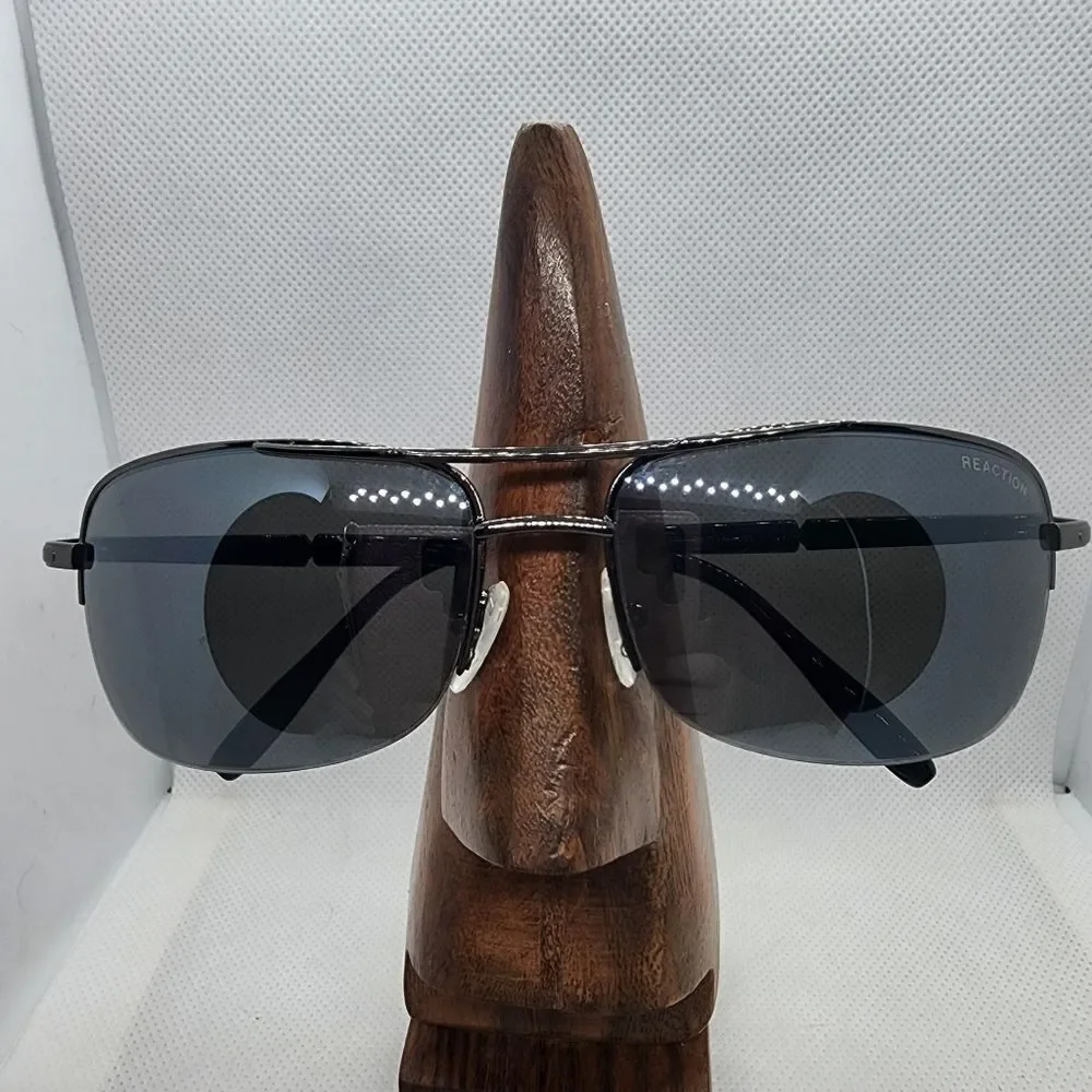 Kenneth Cole Reaction Gunmetal & Black Aviator Sunglasses